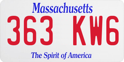 MA license plate 363KW6