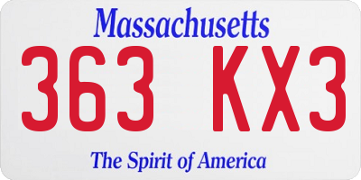 MA license plate 363KX3