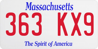 MA license plate 363KX9