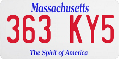 MA license plate 363KY5