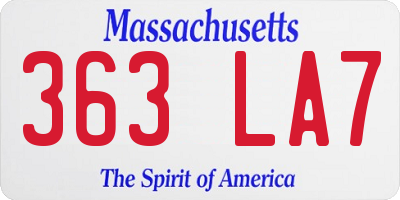 MA license plate 363LA7
