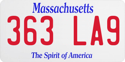 MA license plate 363LA9