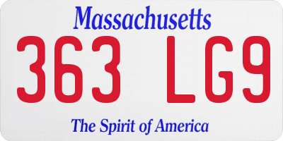 MA license plate 363LG9