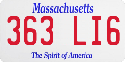 MA license plate 363LI6