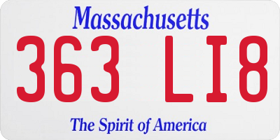 MA license plate 363LI8