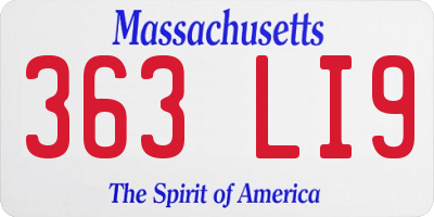 MA license plate 363LI9