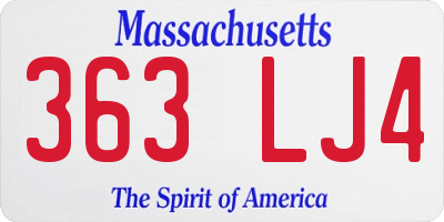 MA license plate 363LJ4