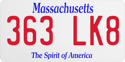 MA license plate 363LK8