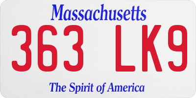 MA license plate 363LK9