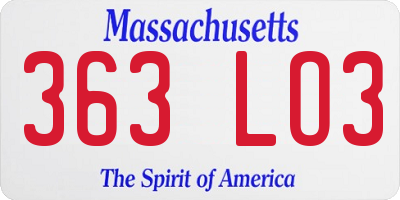 MA license plate 363LO3