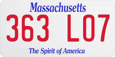 MA license plate 363LO7