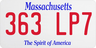 MA license plate 363LP7