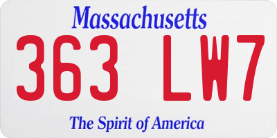MA license plate 363LW7