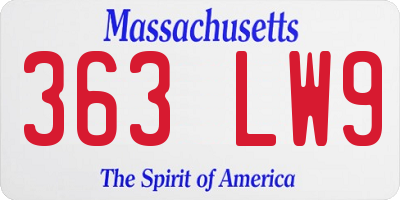 MA license plate 363LW9