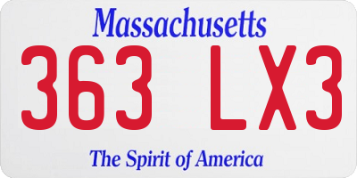 MA license plate 363LX3