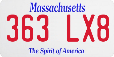 MA license plate 363LX8