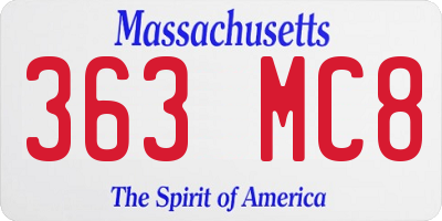 MA license plate 363MC8