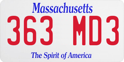 MA license plate 363MD3
