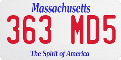 MA license plate 363MD5