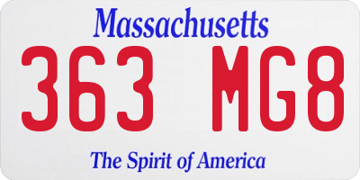 MA license plate 363MG8