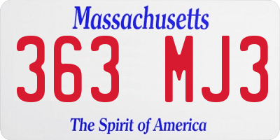 MA license plate 363MJ3