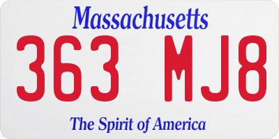 MA license plate 363MJ8