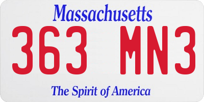MA license plate 363MN3