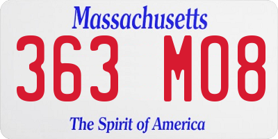 MA license plate 363MO8