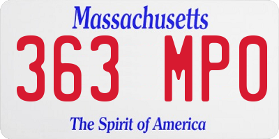 MA license plate 363MP0