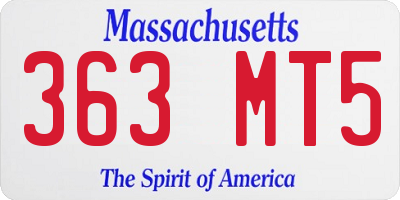 MA license plate 363MT5