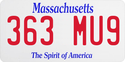 MA license plate 363MU9