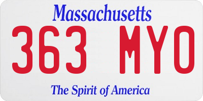 MA license plate 363MY0