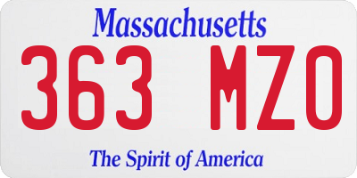 MA license plate 363MZ0