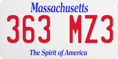 MA license plate 363MZ3