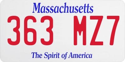MA license plate 363MZ7