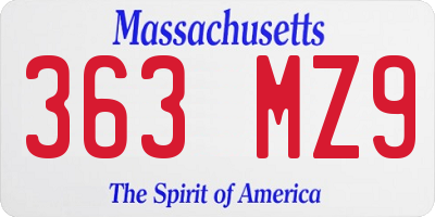 MA license plate 363MZ9
