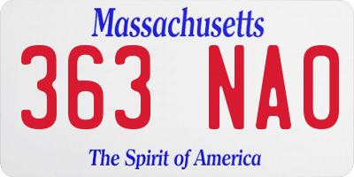 MA license plate 363NA0