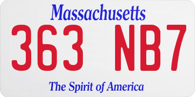 MA license plate 363NB7
