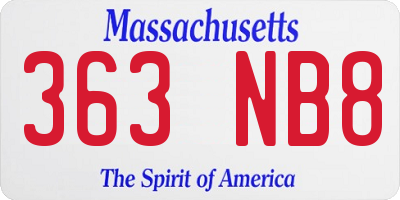 MA license plate 363NB8