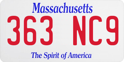 MA license plate 363NC9