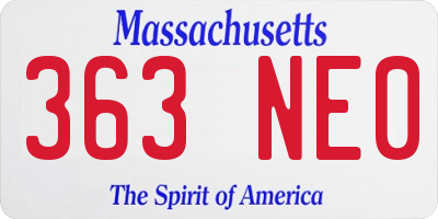 MA license plate 363NE0