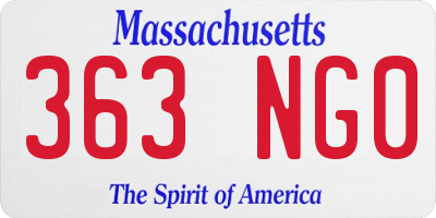 MA license plate 363NG0