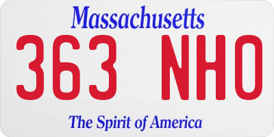 MA license plate 363NH0