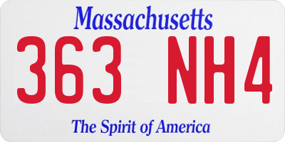 MA license plate 363NH4