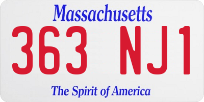 MA license plate 363NJ1
