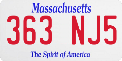 MA license plate 363NJ5