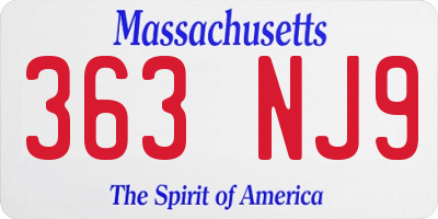 MA license plate 363NJ9