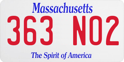 MA license plate 363NO2