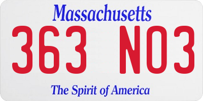 MA license plate 363NO3
