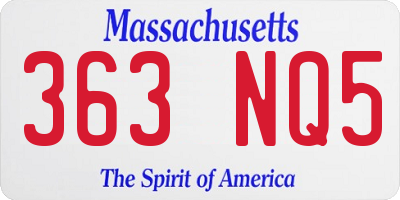 MA license plate 363NQ5